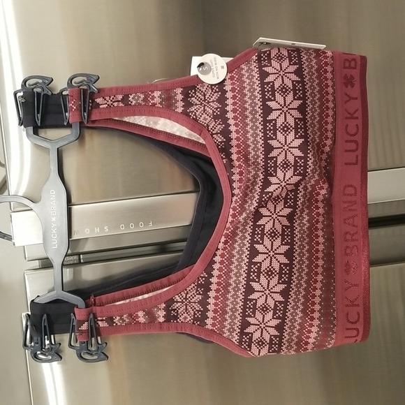 💕LUCKY BRAND💕 Bralettes (2 Pack) Snowflake Pattern & Black Small S NWT - Picture 1 of 8